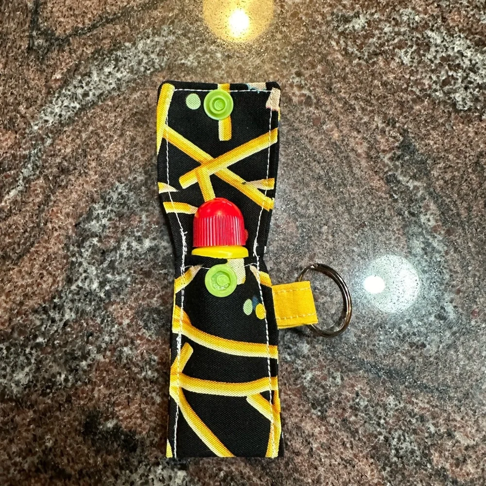 Handmade lip balm holder keychain- pencil print